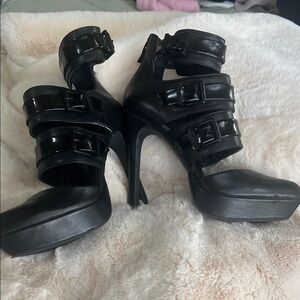 BCBGeneration Black Multi-Strap Heels